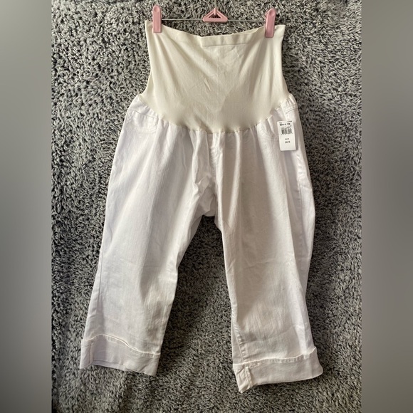 - NWT Women’s Maternity Crossover White Cropped Jeans Size 2X - Picture 11 of 14